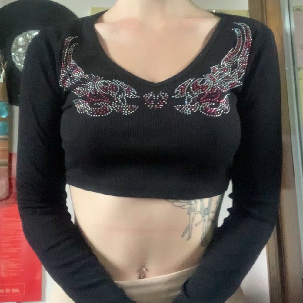 black shirt with sequins
